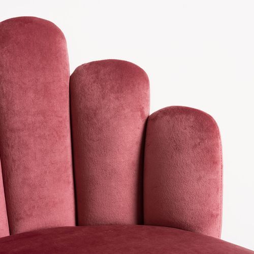 Chaise originale velours rose foncé et pieds métal naturel Achille - Lot de 2 - Photo n°3; ?>