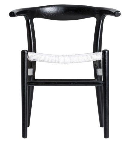 Chaise orme massif noir et assise corde blanche Xoula - Photo n°2; ?>
