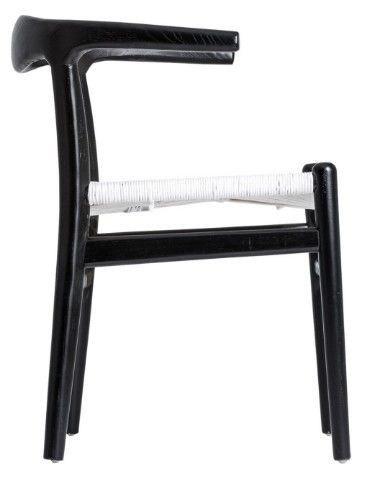 Chaise orme massif noir et assise corde blanche Xoula - Photo n°3; ?>