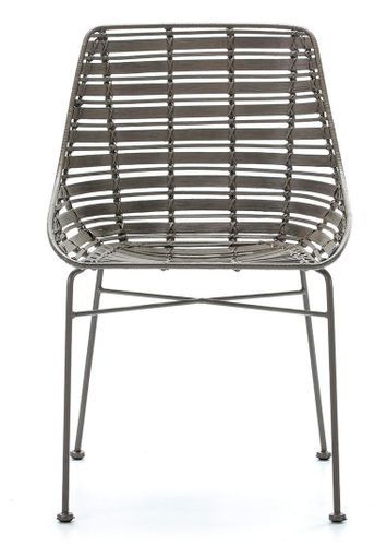 Chaise osier et pieds métal gris Gael - Photo n°2; ?>