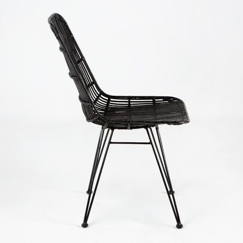 Chaise osier noir et pieds métal noir Gael - Photo n°2; ?>
