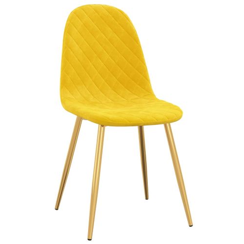 Chaise pieds métal doré et assise velours jaune Skyla - Lot de 4 - Photo n°3; ?>