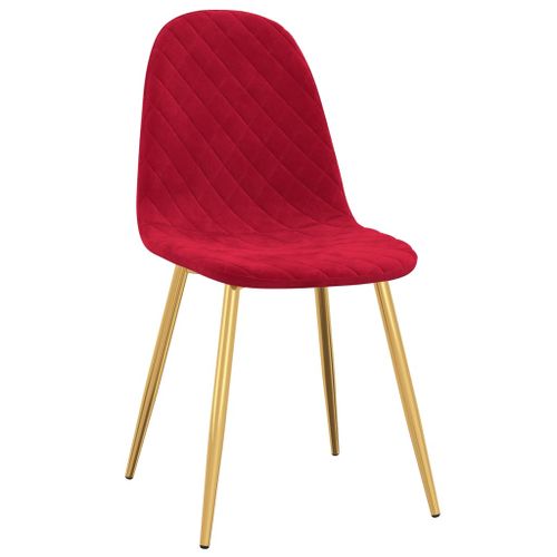 Chaise pieds métal doré et assise velours rouge Skyla - Lot de 2 - Photo n°3; ?>