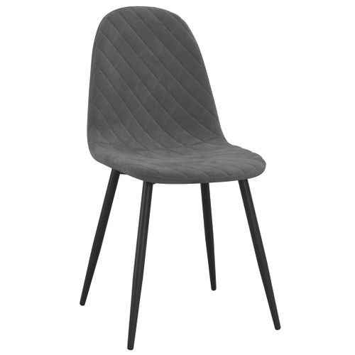 Chaise pieds métal noir et assise velours gris foncé Skyla - Lot de 2 - Photo n°3; ?>