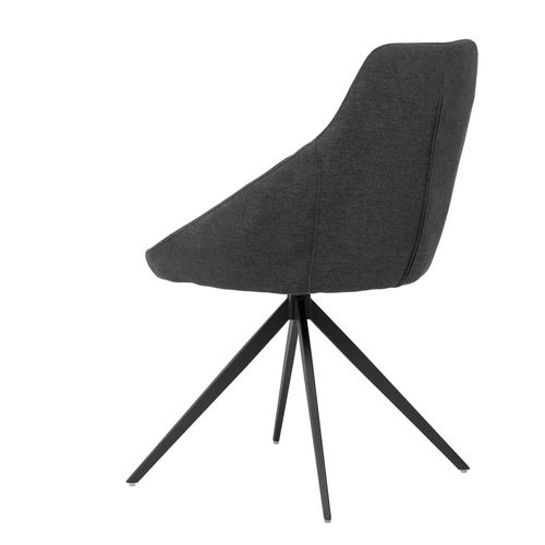 Chaise pivotante à 180º avec accoudoirs tissu gris foncé et pieds métal noir kalo - Photo n°2; ?>