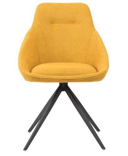 Chaise pivotante à 180º avec accoudoirs tissu jaune moutarde et pieds métal noir Kalo - Photo n°3; ?>