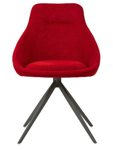 Chaise pivotante à 180º avec accoudoirs tissu rouge et pieds métal noir Kalo - Photo n°3; ?>