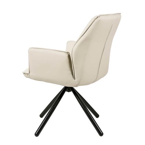 Chaise pivotante à 360º avec accoudoirs tissu beige clair et pieds métal noir Larko - Photo n°2; ?>