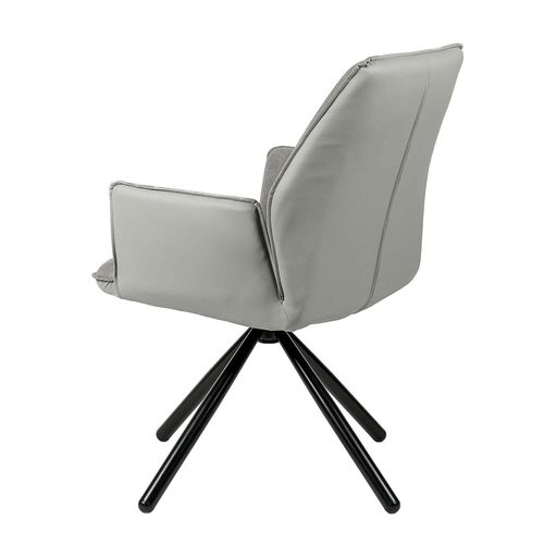 Chaise pivotante à 360º avec accoudoirs tissu gris clair et pieds métal noir Larko - Photo n°2; ?>