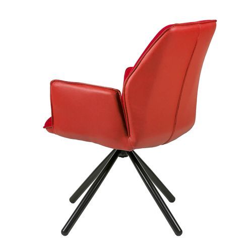 Chaise pivotante à 360º avec accoudoirs tissu rouge et pieds métal noir Larko - Photo n°2; ?>