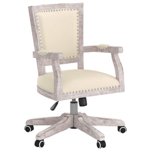 Chaise pivotante de bureau beige lin - Photo n°2; ?>