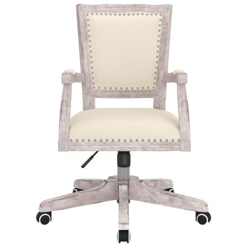 Chaise pivotante de bureau beige lin - Photo n°3; ?>
