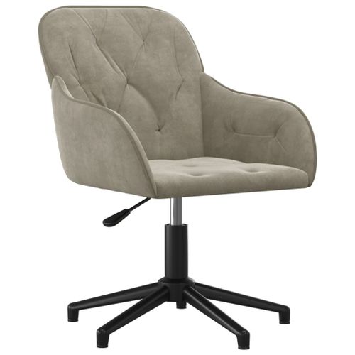 Chaise pivotante de bureau Gris clair Velours - Photo n°2; ?>