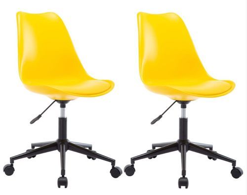 Chaise pivotante polypropylène et coussin simili cuir jaune Stylish - Lot de 2 - Photo n°2; ?>