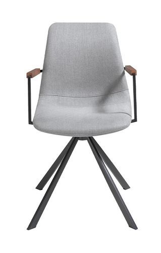 Chaise pivotante tissu gris et pieds acier noir Jade - Lot de 2 - Photo n°3; ?>