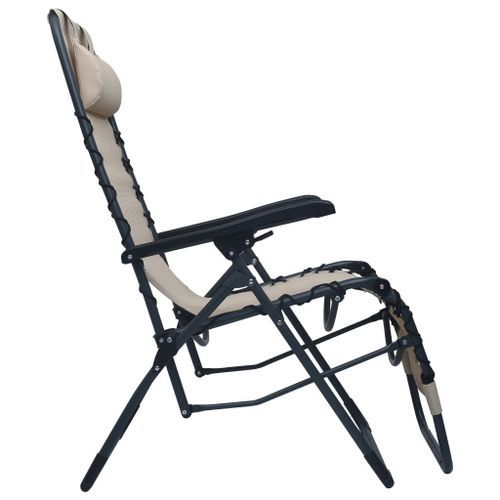 Chaise pliable de terrasse Crème Textilène - Photo n°3; ?>