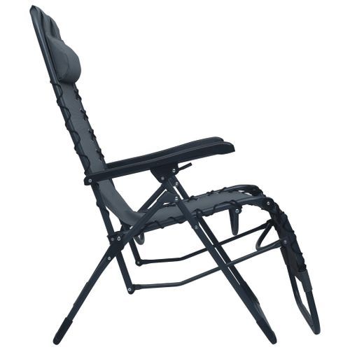 Chaise pliable de terrasse Gris Textilène - Photo n°3; ?>