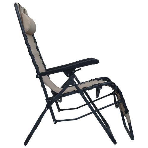 Chaise pliable de terrasse Taupe Textilène - Photo n°3; ?>