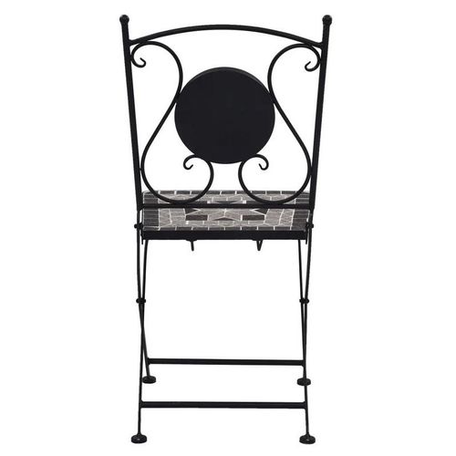 Chaise pliable métal noir et céramique grise Lacie - Lot de 2 - Photo n°2; ?>