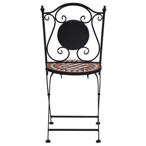 Chaise pliable métal noir et céramique marron Lacie - Lot de 2 - Photo n°2; ?>