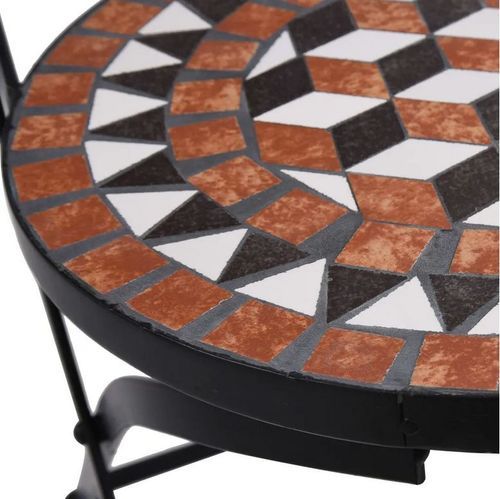 Chaise pliable métal noir et céramique marron Lacie - Lot de 2 - Photo n°3; ?>