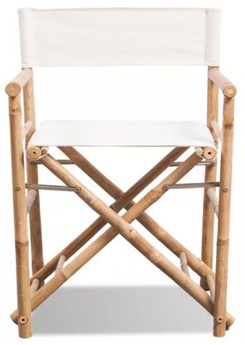 Chaise pliable toile blanc et bambou Cykat - Photo n°2; ?>