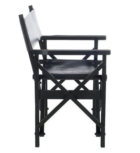 Chaise pliante avec accoudoirs cuir et bois massif noir Liath - Photo n°3; ?>