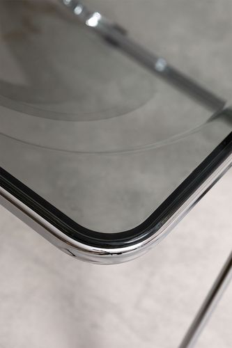 Chaise pliante métal chromé et polycarbonate gris transparent Pixel - Photo n°3; ?>