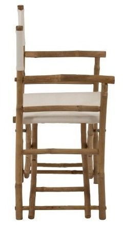 Chaise pliante tissu blanc et bambou clair Nayra - Photo n°3; ?>