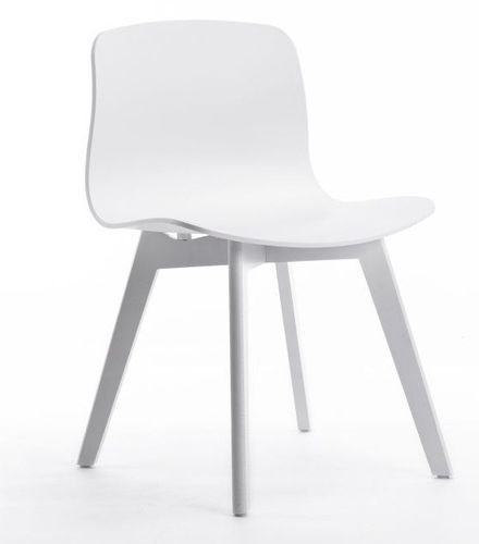 Chaise polypropylène avec pieds en hêtre teintés blanc Andy- Lot de 2 - Photo n°2; ?>
