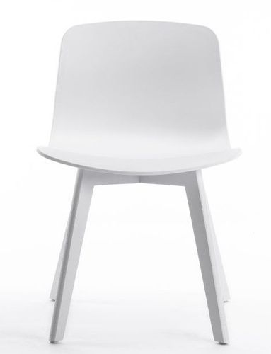 Chaise polypropylène avec pieds en hêtre teintés blanc Andy- Lot de 2 - Photo n°3; ?>