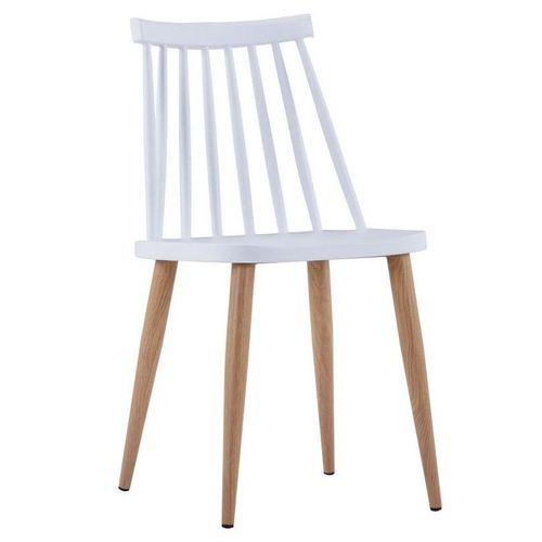 Chaise polypropylène blanc et pieds bois clair Neez - Lot de 4 - Photo n°2; ?>