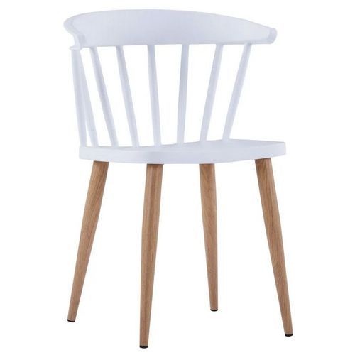 Chaise polypropylène blanc et pieds bois clair Noza - Lot de 4 - Photo n°2; ?>