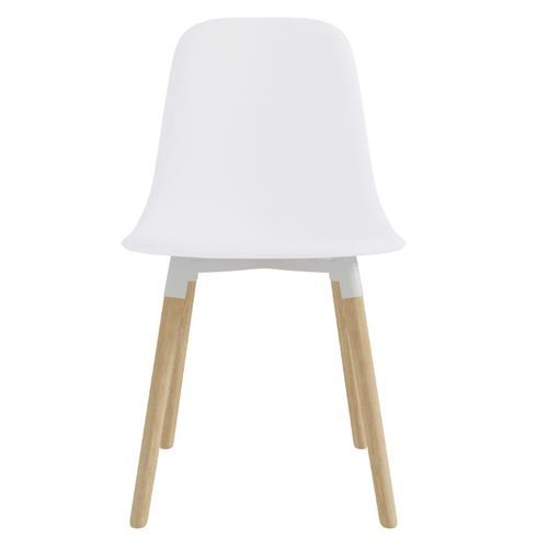 Chaise polypropylène blanc et pieds bois clair Mee - Lot de 2 - Photo n°3; ?>