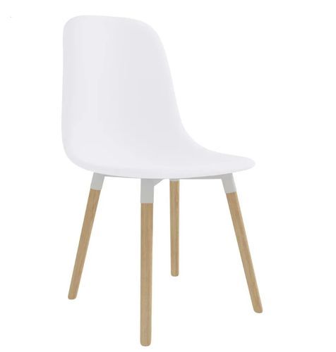 Chaise polypropylène blanc et pieds bois clair Mee - Lot de 4 - Photo n°2; ?>