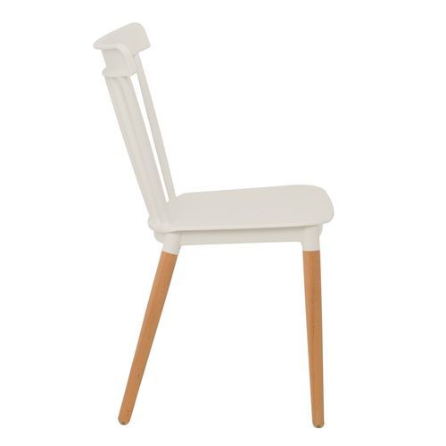 Chaise polypropylène blanc et pieds bois naturel Welly - Photo n°2; ?>