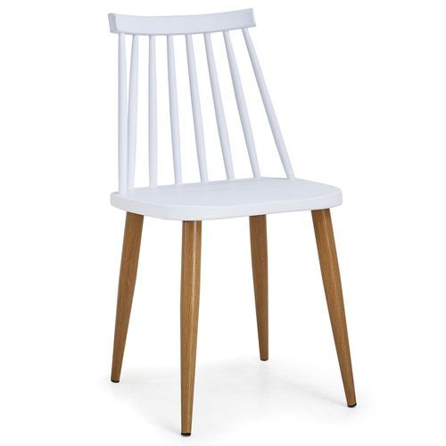 Chaise polypropylène blanc et pieds métal beige Nordi - Lot de 2 - Photo n°2; ?>