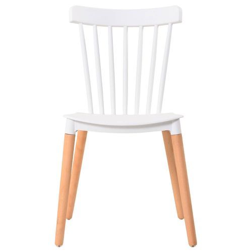 Chaise polypropylène blanc pieds bois clair Boop - Lot de 6 - Photo n°3; ?>