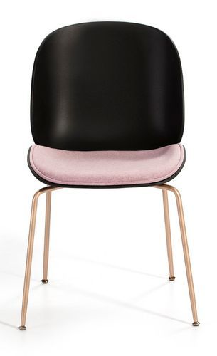 Chaise polypropylène noir avec coussin tissu rose Mistik - Photo n°2; ?>