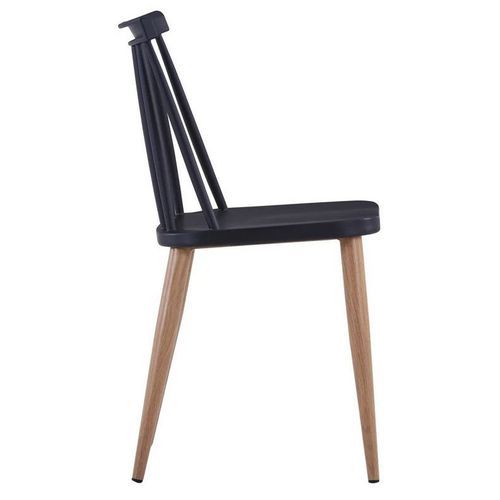 Chaise polypropylène noir et pieds bois clair Neez - Lot de 2 - Photo n°3; ?>
