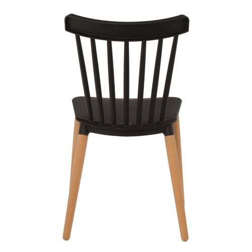 Chaise polypropylène noir et pieds bois naturel Welly - Photo n°3; ?>