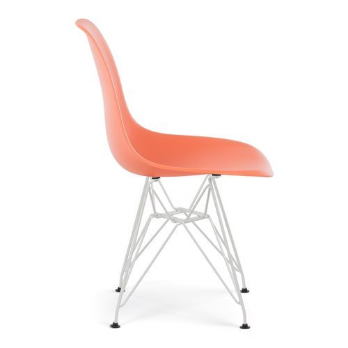Chaise polypropylène orange mate et pieds acier blanc Croizy - Photo n°2; ?>