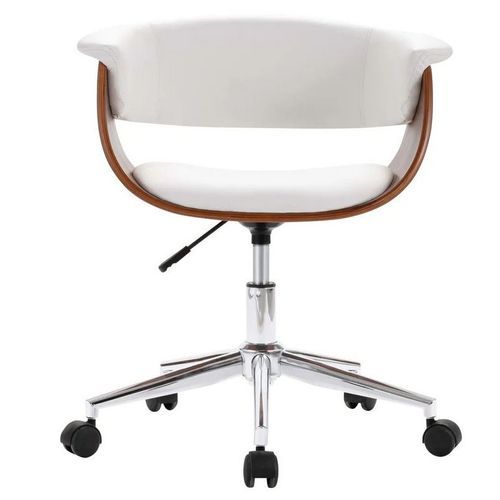 Chaise réglable simili cuir blanc et bois foncé Tessa - Photo n°2; ?>