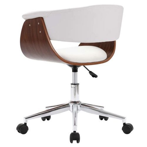 Chaise réglable simili cuir blanc et bois foncé Tessa - Photo n°3; ?>