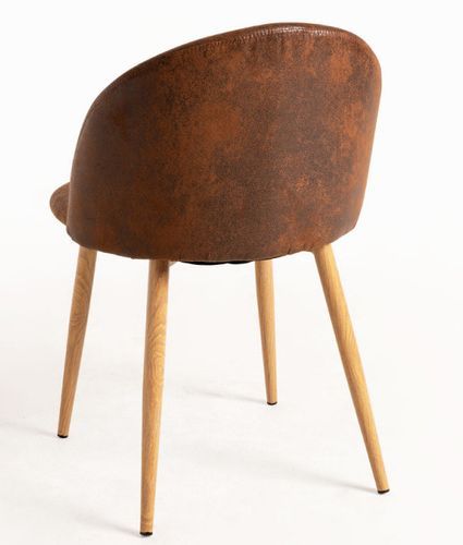 Chaise rembourrée simili cuir marron vintage et pieds acier naturel Kiluma - Photo n°3; ?>