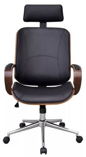 Chaise rotative avec accoudoirs similicuir bois et métal chromé noir Mokarel - Photo n°2; ?>