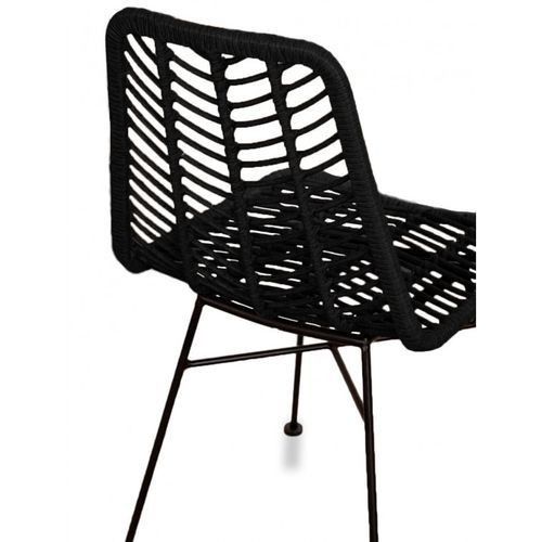 Chaise rotin noir et métal noir Barbou - Photo n°2; ?>