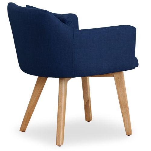 Chaise scandinave avec accoudoir tissu bleu Kendi - Photo n°3; ?>