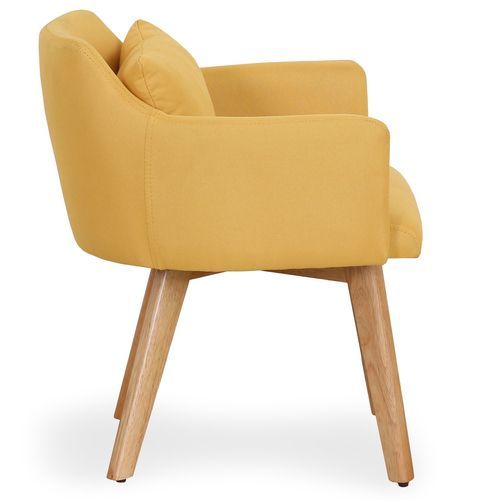 Chaise scandinave avec accoudoir tissu jaune Kendi - Photo n°3; ?>