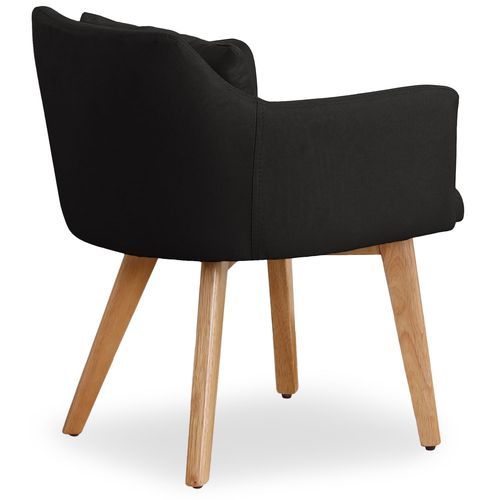 Chaise scandinave avec accoudoir tissu noir Kendi - Photo n°3; ?>